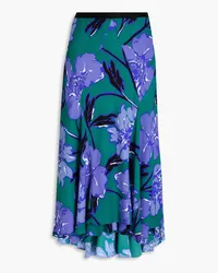 Diane von Furstenberg Debra floral-print crepe midi skirt - Green Green