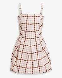 EMILIA WICKSTEAD Eris pleated gingham cotton-twill mini dress - Pink Pink