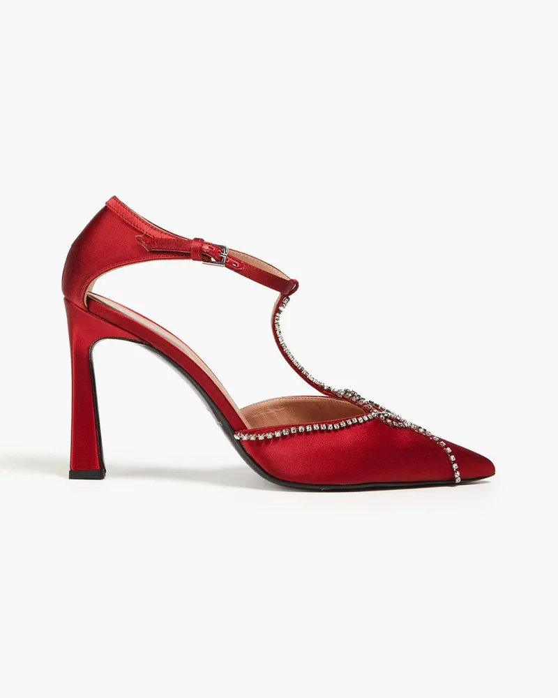 Alberta Ferretti Crystal-embellished satin pumps - Red Red