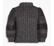 Metallic ribbed-knit sweater - Gray