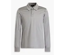 Jacquard-knit cotton polo shirt - Gray