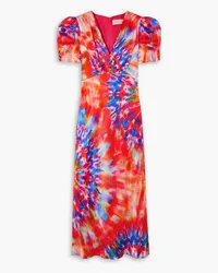 Saloni Venyx Lea tie-dyed silk midi dress - Orange Orange