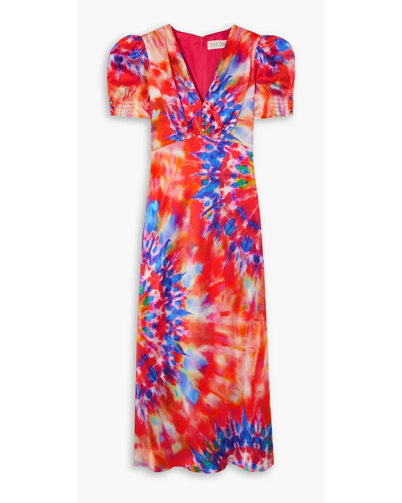 Saloni Venyx Lea tie-dyed silk midi dress - Orange Orange