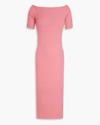 Enza Costa Off-the-shoulder ribbed jersey midi dress - Pink Pink