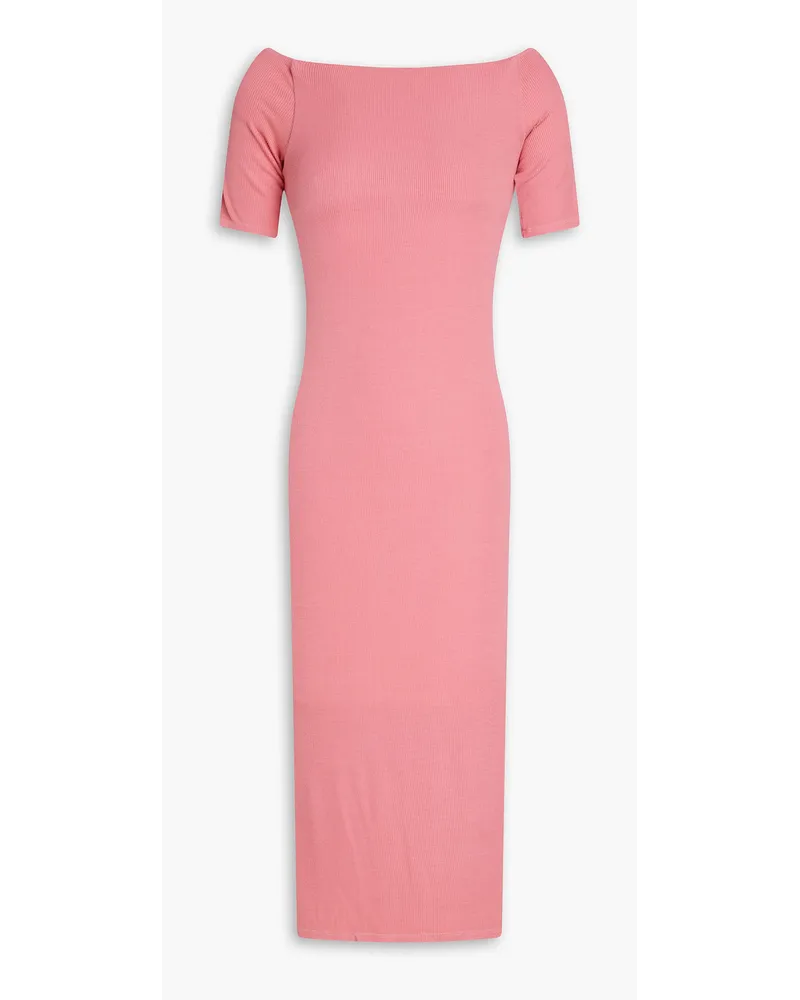Enza Costa Off-the-shoulder ribbed jersey midi dress - Pink Pink