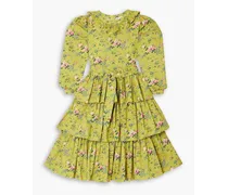 Welsh ruffled floral-print cotton-poplin dress - Green