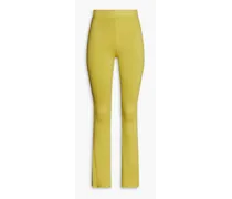 Ribbed jersey flared pants - Yellow