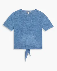 Autumn Cashmere Cutout tie-detailed cotton-jersey T-shirt - Blue Blue