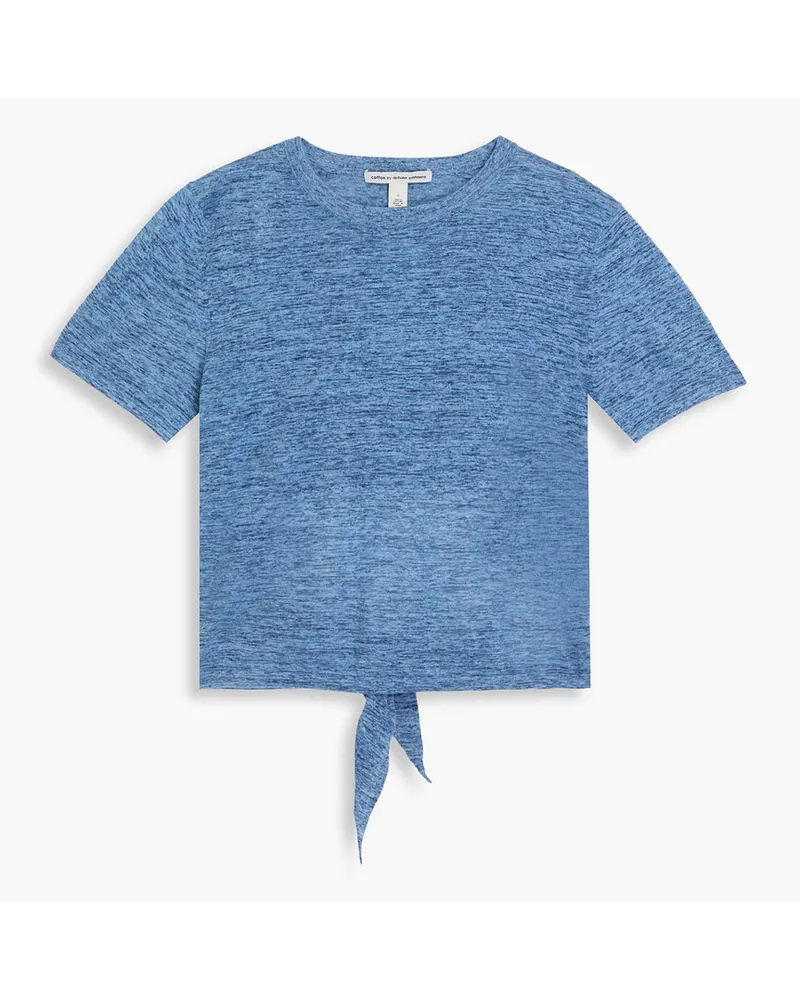 Autumn Cashmere Cutout tie-detailed cotton-jersey T-shirt - Blue Blue