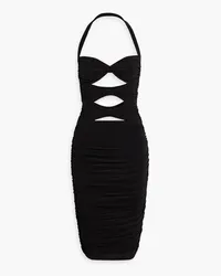 Norma Kamali Ruched cutout stretch-jersey halterneck dress - Black Black