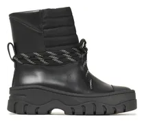 Quilted shell-paneled leather ankle boots - Black