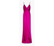 Twisted silk-satin maxi dress - Purple