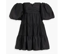 Darlene off-the-shoulder silk-taffeta mini dress - Black