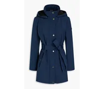 Belted shell hooded raincoat - Blue