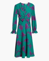 Diane von Furstenberg Ananba twist-front printed crepe midi dress - Green Green