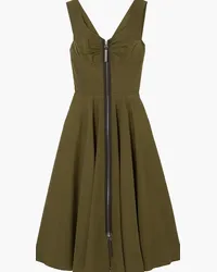 Marni Leather-trimmed ruched satin-twill dress - Green Green