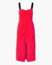 Jason Wu Grosgrain-trimmed gathered taffeta midi dress - Red Red