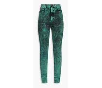 Acid-wash high-rise skinny jeans - Green