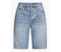 Faded distressed denim shorts - Blue