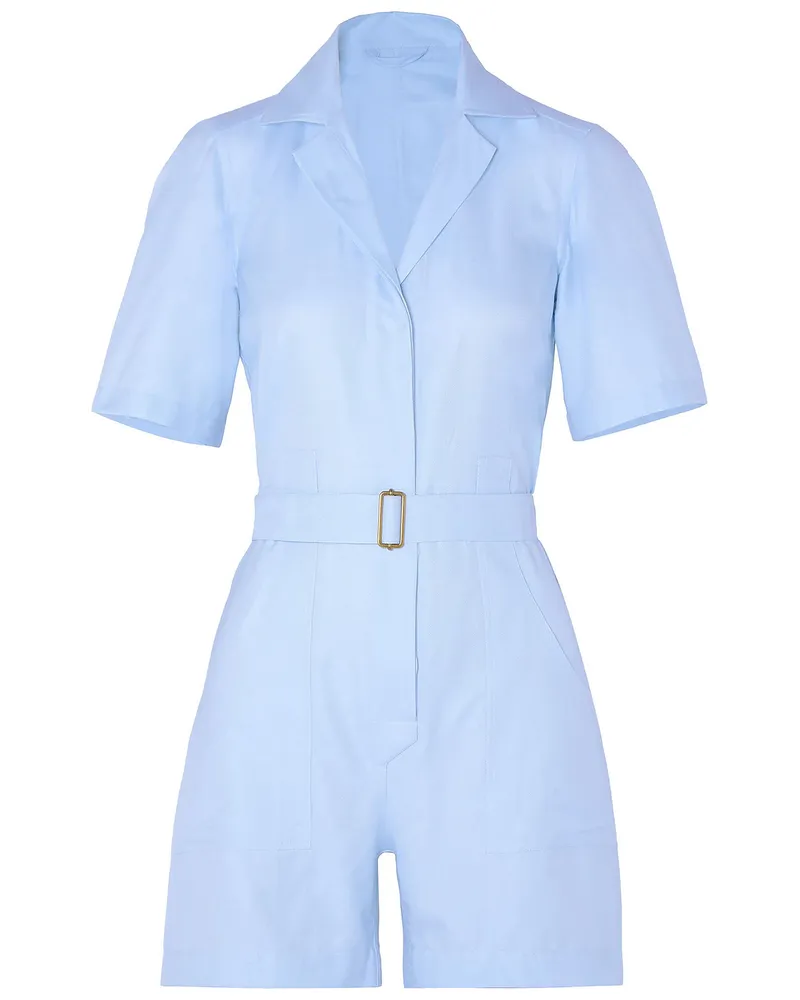 Giuliva Heritage Collection The Sienna belted cotton Oxford playsuit - Blue Blue