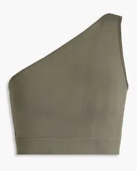 Rick Owens Athena one-shoulder cropped stretch-piquè top - Green Green