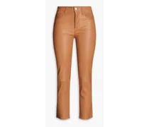 Le High Straight cropped straight-leg leather pants - Brown