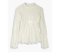 Helix distressed cotton sweater - White