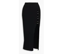 Janella embellished ribbed-knit midi skirt - Black