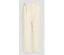 Cropped cupro tapered pants - White