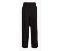 Pleated TENCEL™-blend twill wide-leg pants - Black