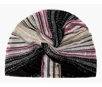 Sequined crochet-knit turban - Black