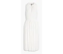 Gathered cotton midi shirt dress - White