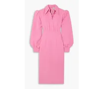 Button-embellished wool-crepe midi dress - Pink