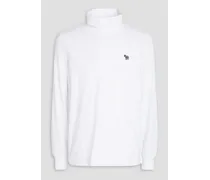 Appliquéd cotton-jersey turtleneck T-shirt - White