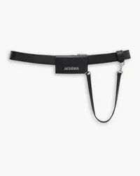 Jacquemus Leather belt and cardholder - Black - 105 cm Black