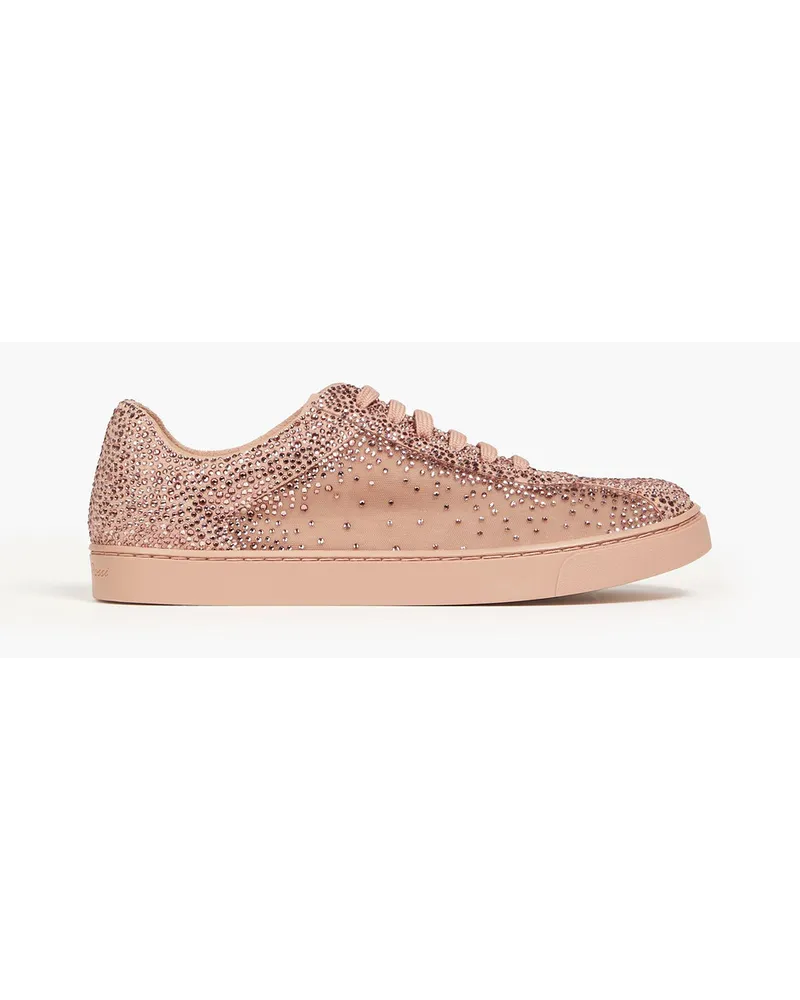 Gianvito Rossi Crystal-embellished shell sneakers - Pink Pink