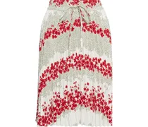 Pleated floral-print crepe de chine skirt - White