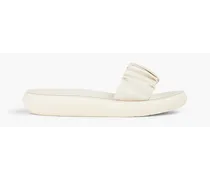 Scrunchie Taygete gathered faux leather slides - White