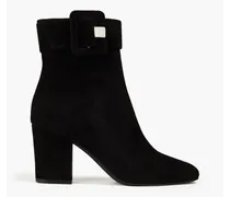 Buckled suede ankle boots - Black