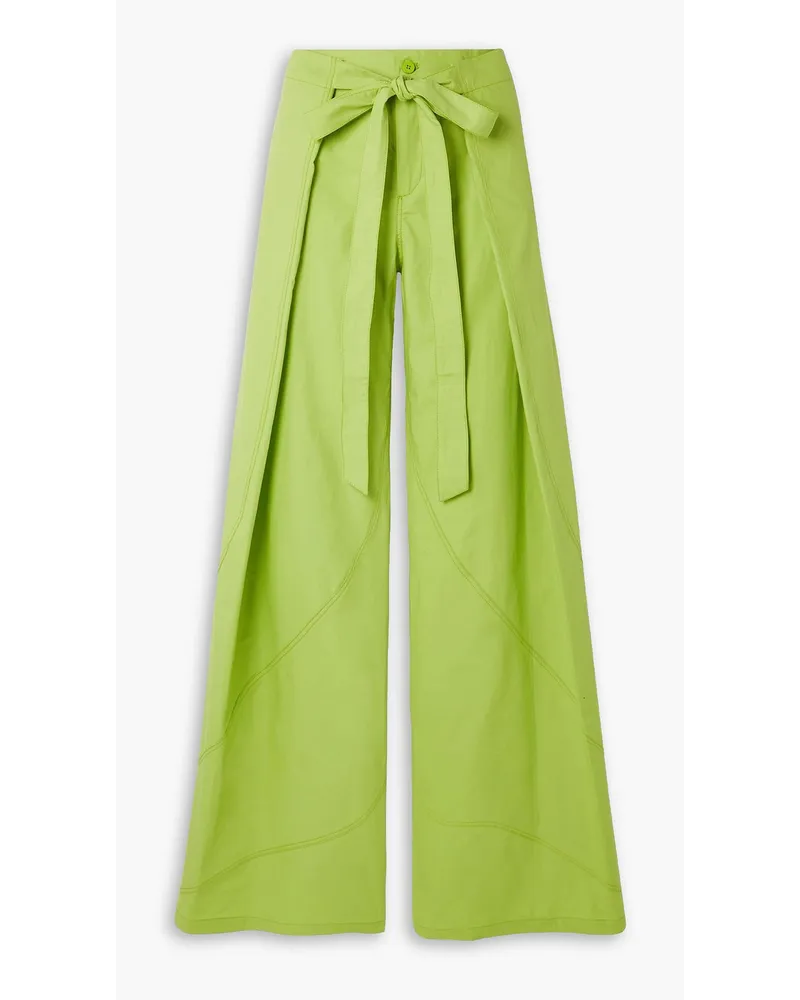 ATTICO Hiro layered cotton wide-leg pants - Green Green