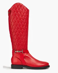 TOD'S Logo-appliquéd quilted leather boots - Red Red