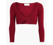 Cropped ribbed-knit top - Burgundy