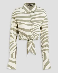 Balmain Cropped zebra-print twill shirt - Green Green