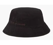 Embroidered cotton-twill bucket hat - Black
