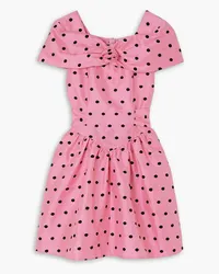 BATSHEVA Salt polka dot-embroidered taffeta mini dress - Pink Pink