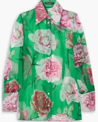 Dolce & Gabbana Floral-print silk-chiffon shirt - Green Green