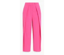 Cropped pleated crepe tapered pants - Pink