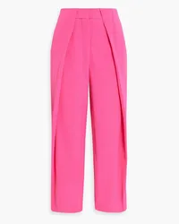 Balmain Cropped pleated crepe tapered pants - Pink Pink