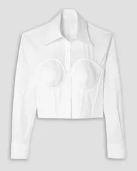 Dolce & Gabbana Layered cotton-blend poplin and piqué shirt - White White