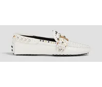 Studded leather loafers - White